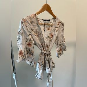 ZARA floral linen shirt